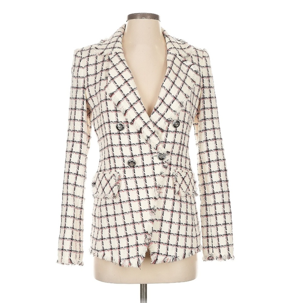 VERONICA BEARD Taja Dickey Double Breasted Cotton Red White Tweed Blazer $570 4 - Picture 12 of 13